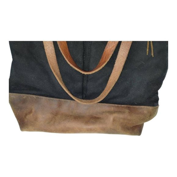 Forest Tote Bag Backpack Canvas Leather Multi Leather Handles Pockets Zip Top - Picture 8 of 12